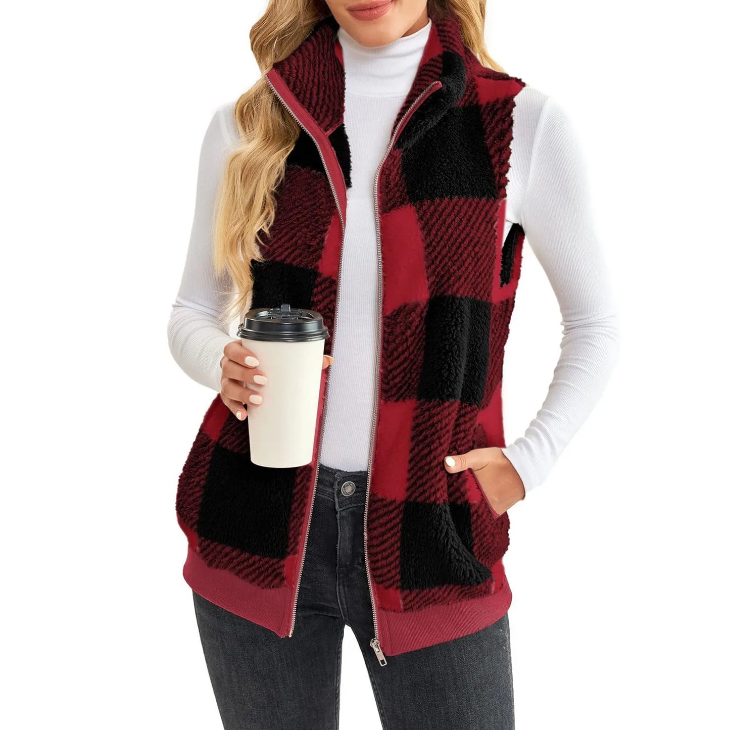 Women Casual Warm Fleece Vest Jacket