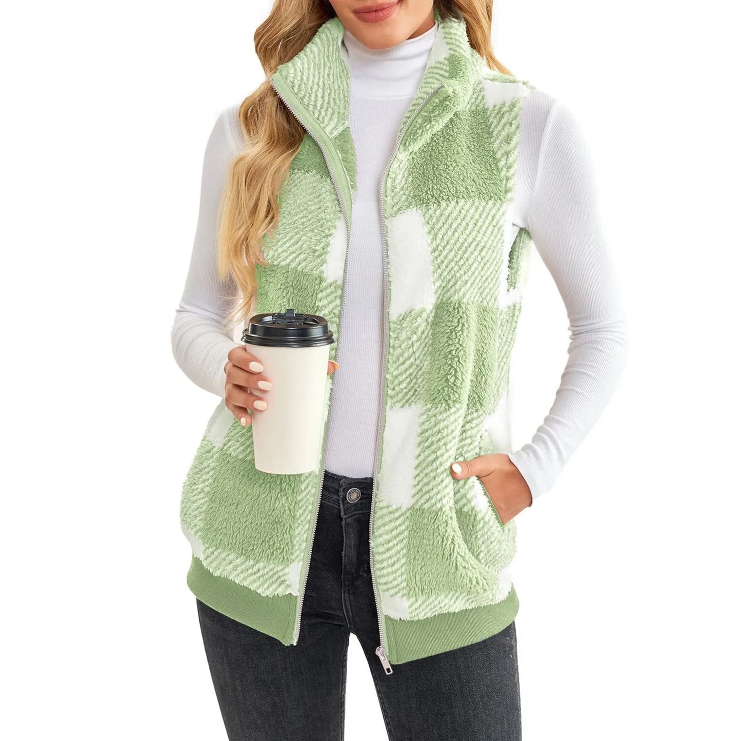 Women Casual Warm Fleece Vest Jacket