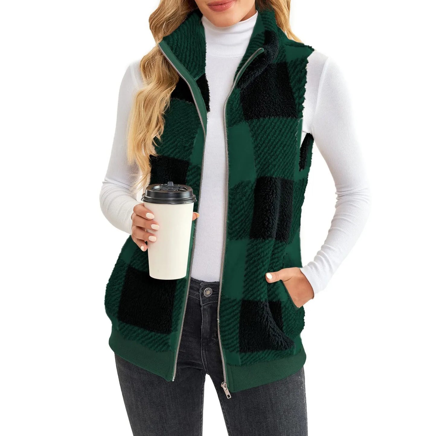 Women Casual Warm Fleece Vest Jacket