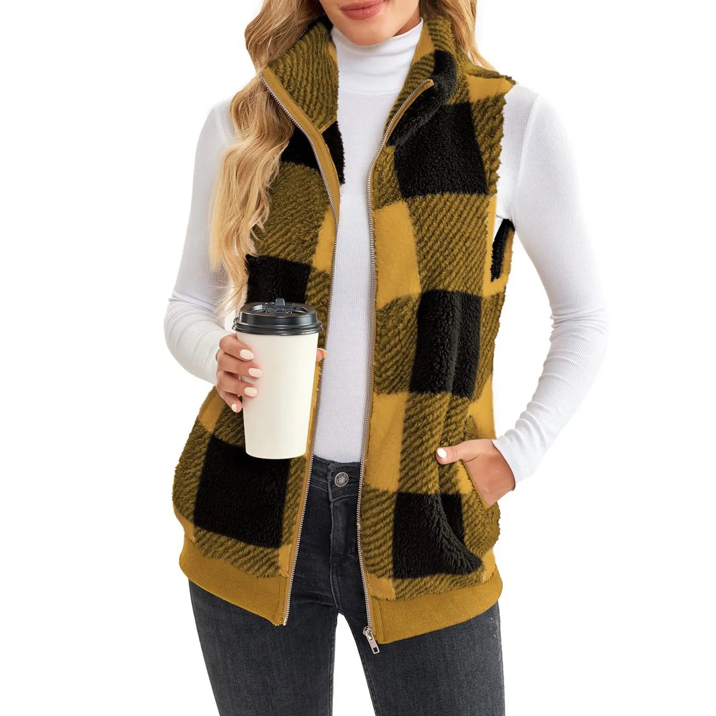 Women Casual Warm Fleece Vest Jacket