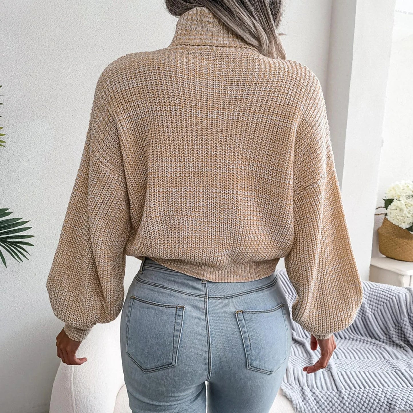 Loose Fit Knitted Turtleneck Sweater for Women