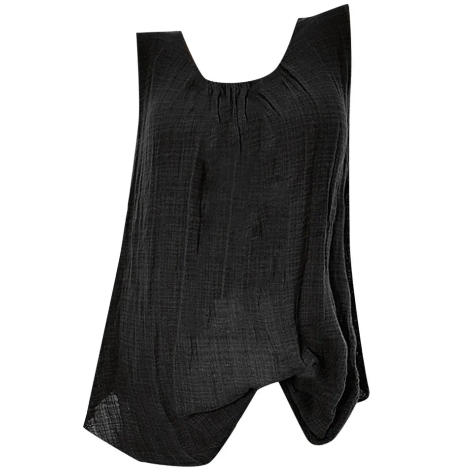 Women Sleeveless Cotton Linen Summer Tank Top