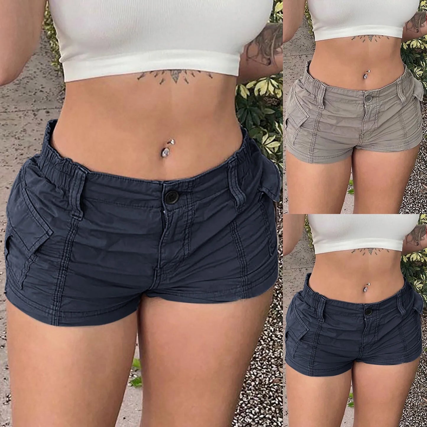 Vintage High Waist Black Denim Shorts for Women