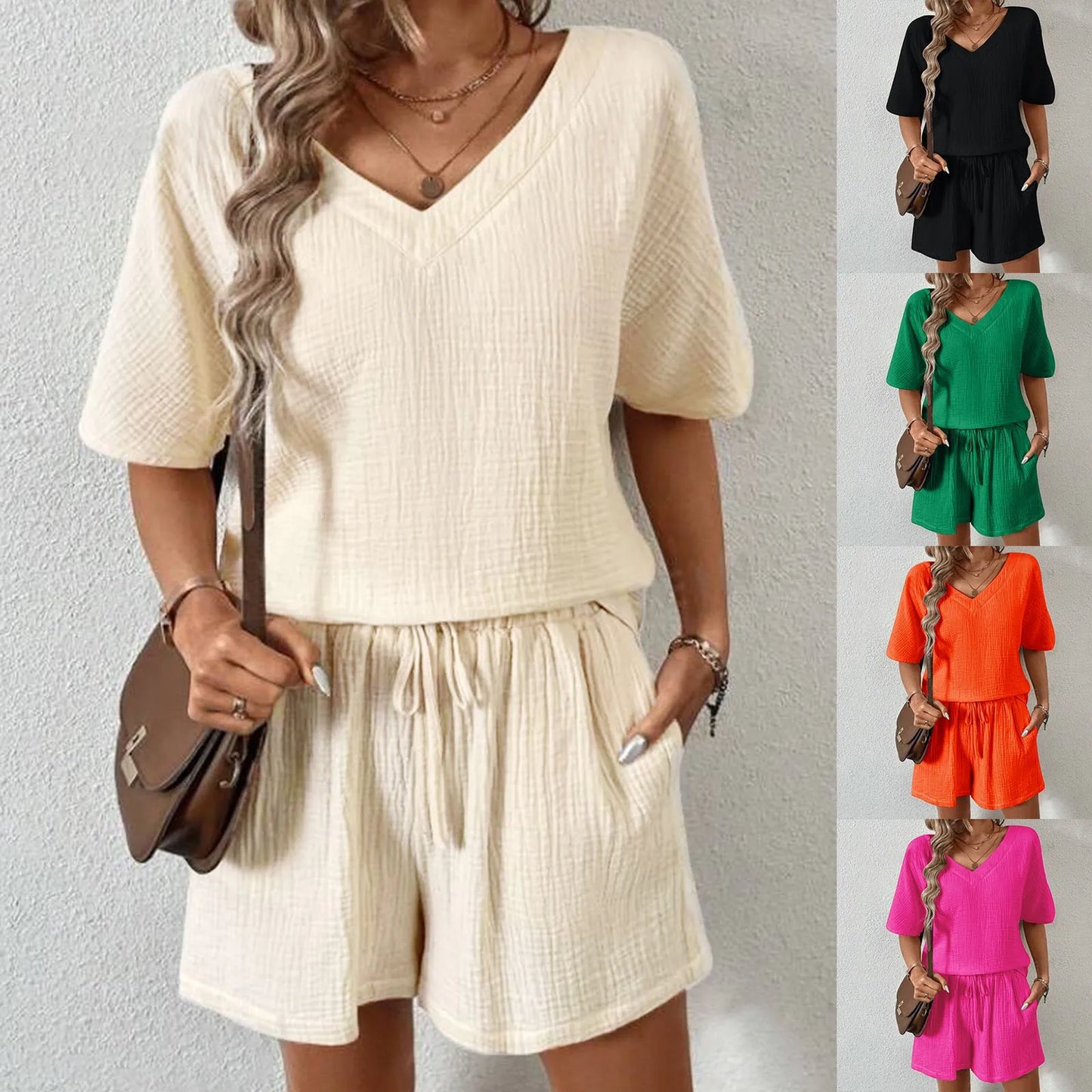Women Summer Two Piece Shorts Set