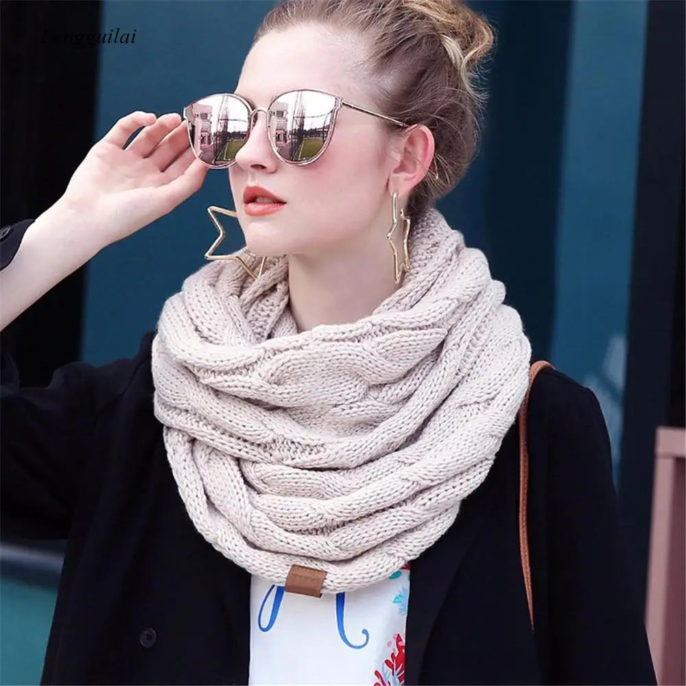 Warm Knitted Cashmere Snood Scarf for Women