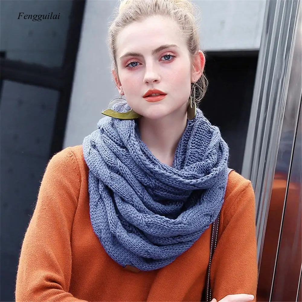 Warm Knitted Cashmere Snood Scarf for Women