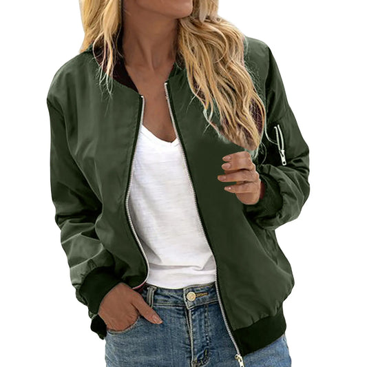 Stylish Women's Army Green Bomber Jacket