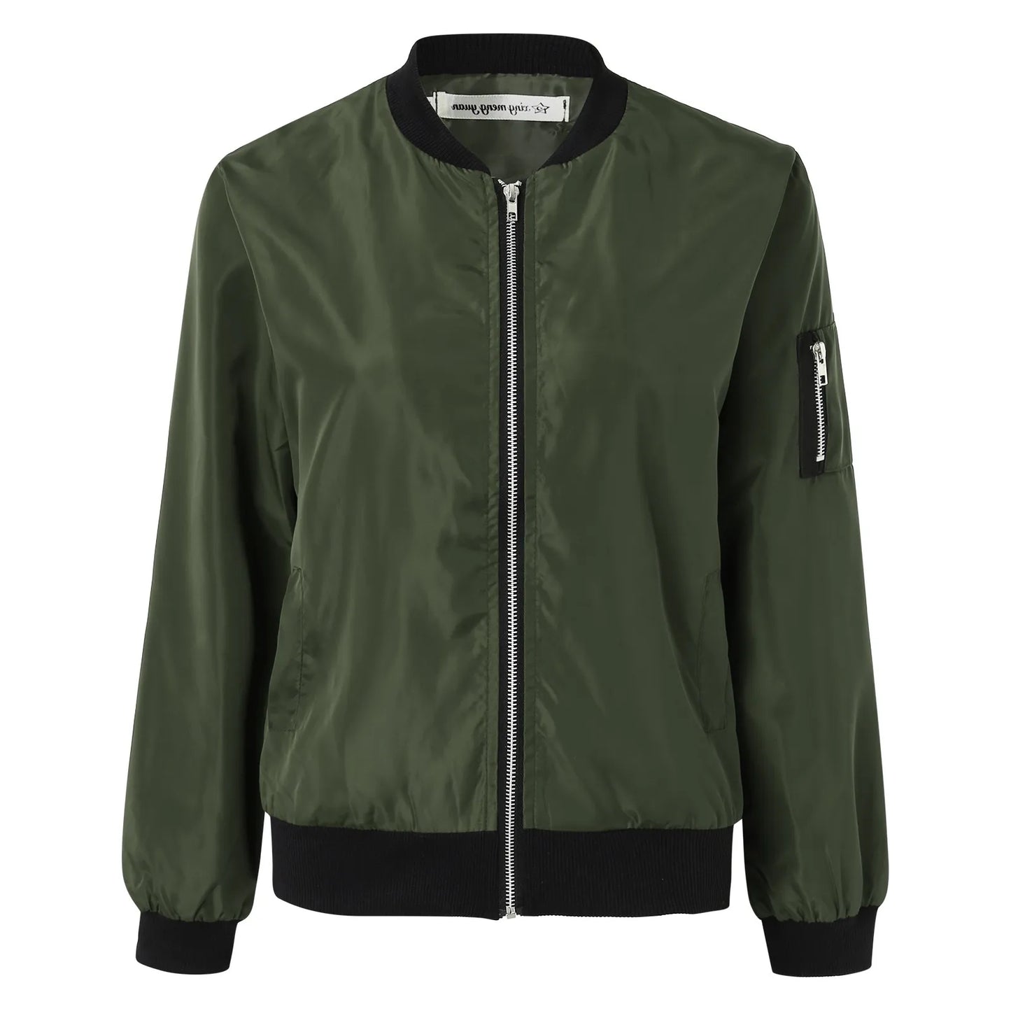 Stylish Women's Army Green Bomber Jacket