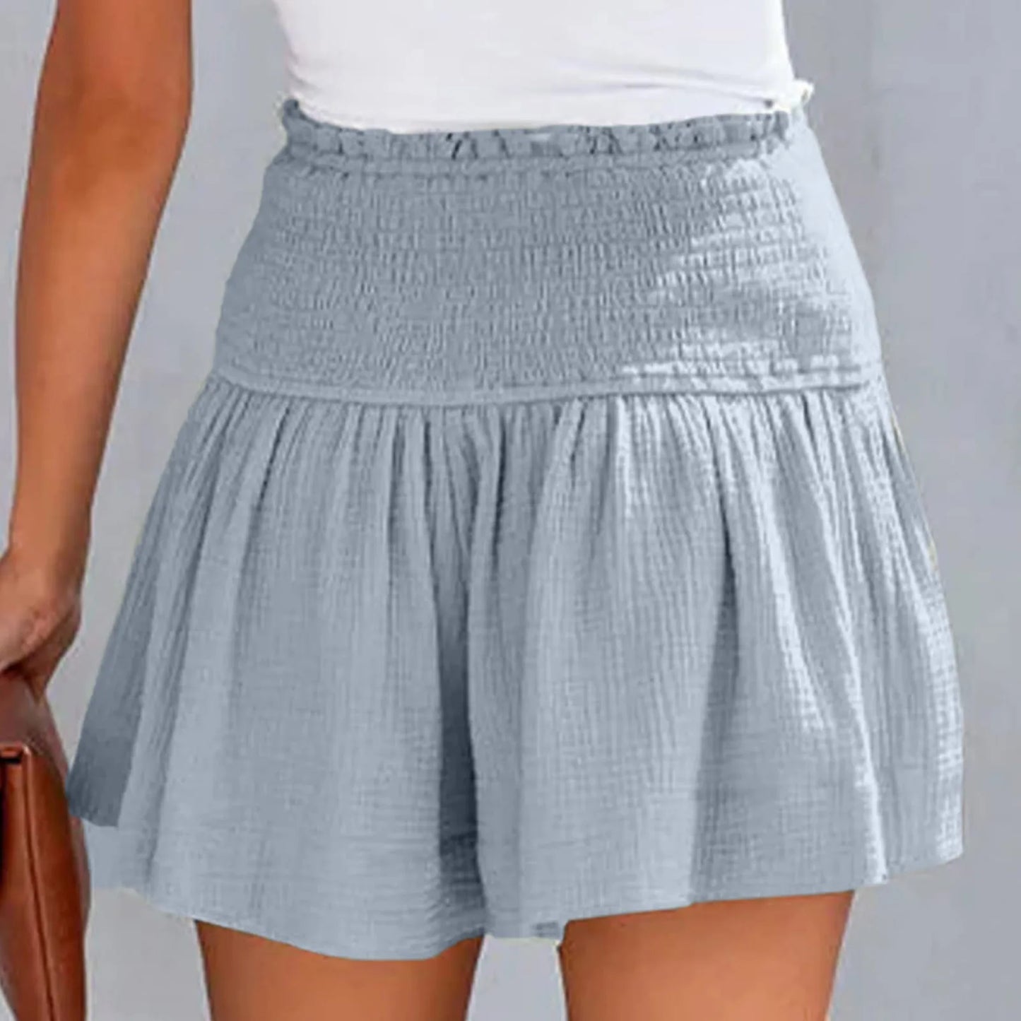 Cotton Flowy Casual High Waist Pleated Shorts