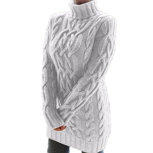 Warm Women Turtleneck Twist Knitted Mini Dress