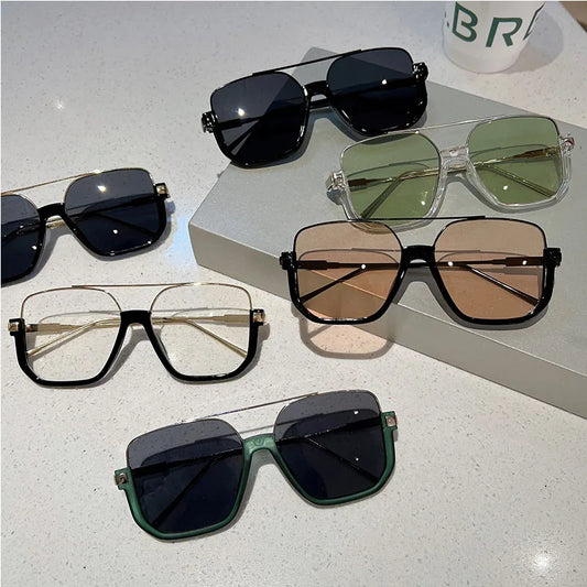 Vintage Oversized Square Sunglasses for Men and Women