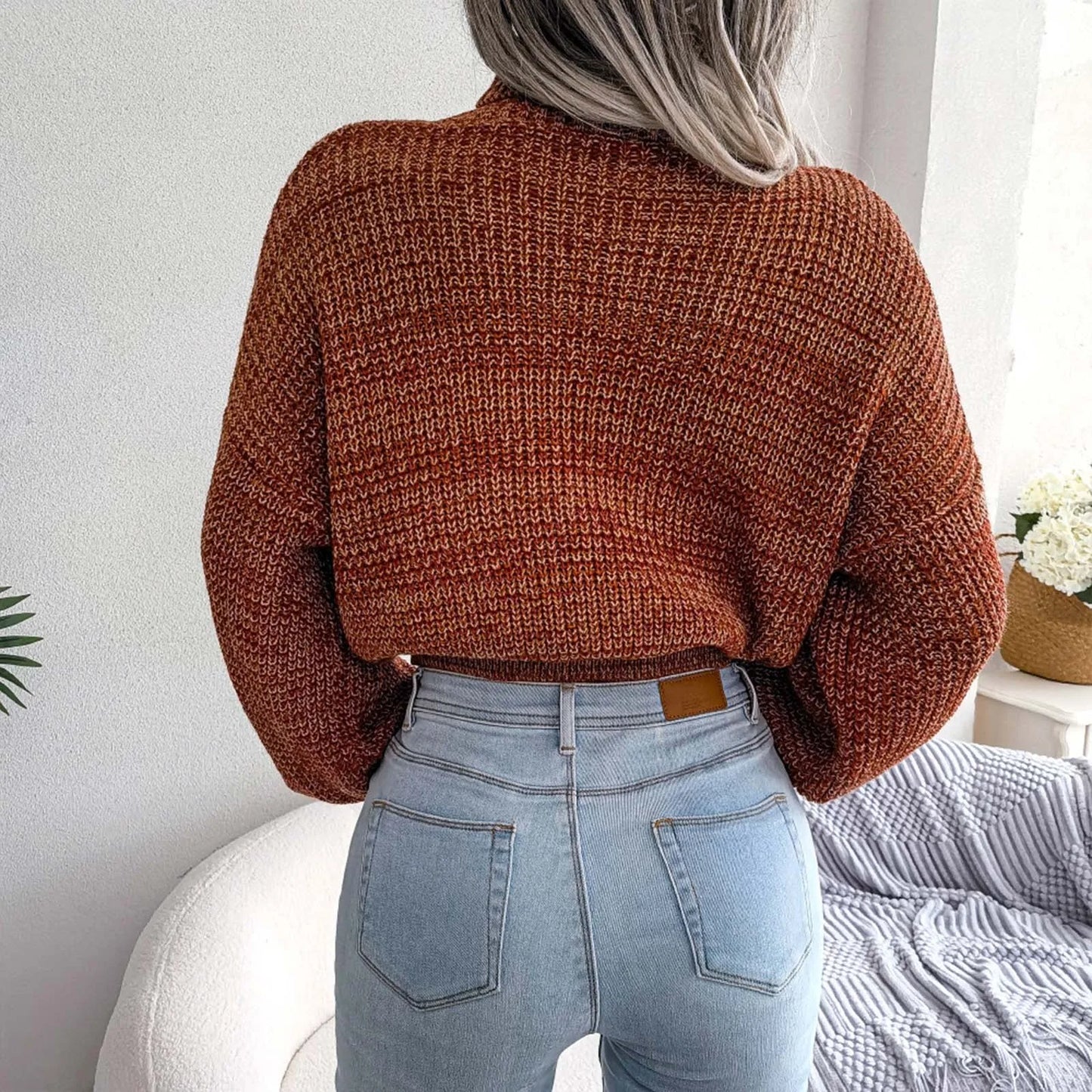 Loose Fit Knitted Turtleneck Sweater for Women
