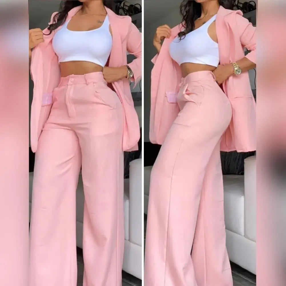 Stylish Women's Straight Pants Suit with Jacket