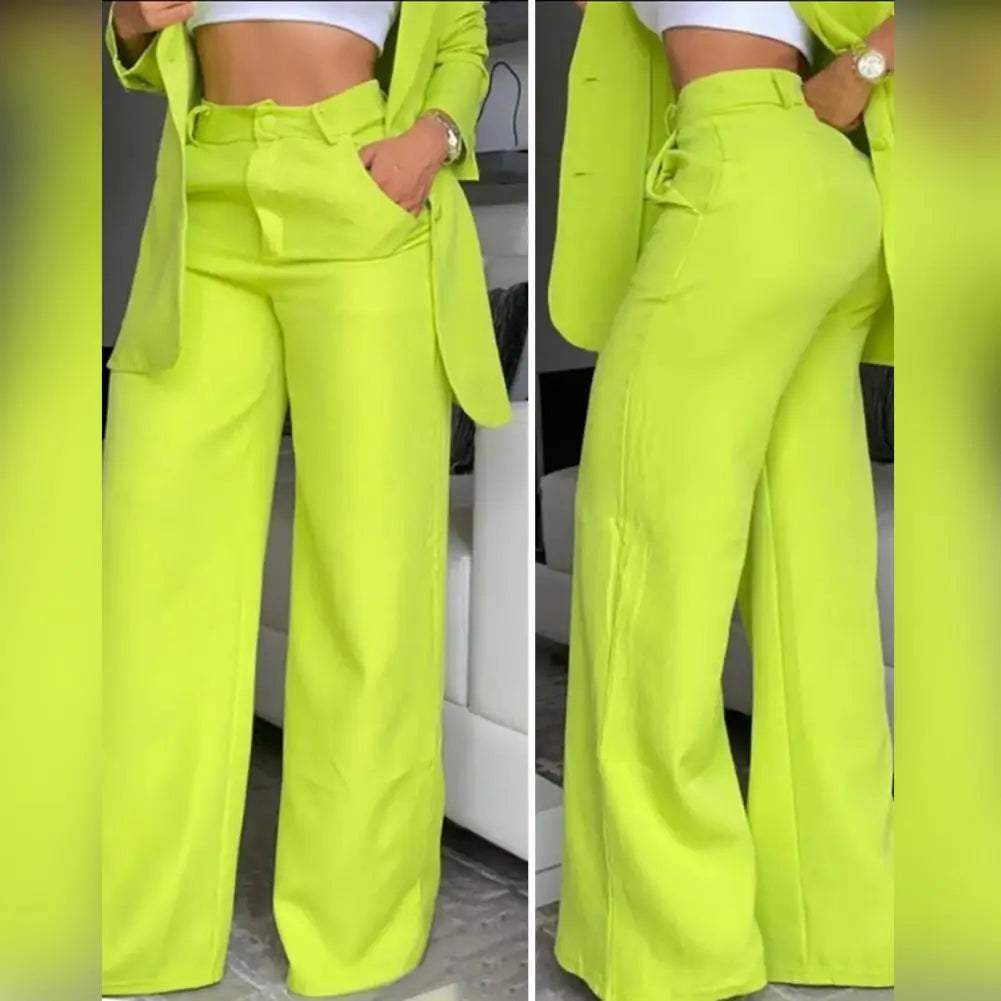 Stylish Women's Straight Pants Suit with Jacket