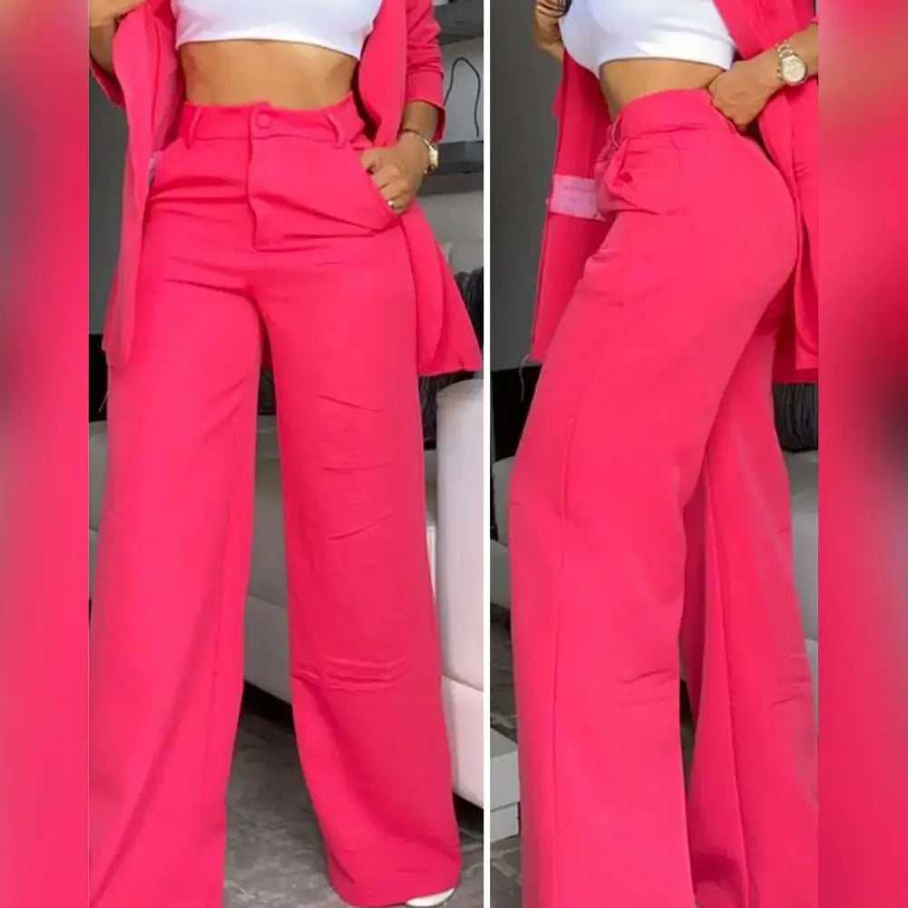 Stylish Women's Straight Pants Suit with Jacket